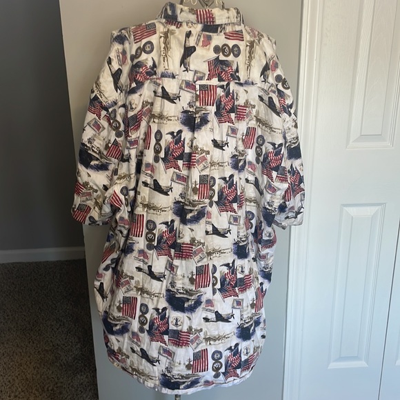 2XL Cotton Traders Sport button up shirt. Off white with military emblems. - Picture 5 of 5